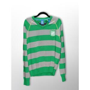 LRG Men's V-Neck Sweater - Green/Gray - Size Medium